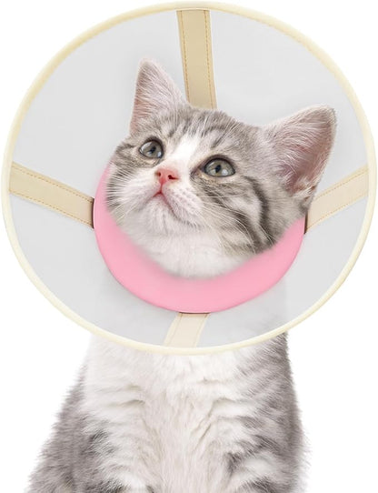 Cat Cone Collar Soft- Adjustable Comfortable Air Mesh Recovery Cone After Surgery to Stop Licking and Scratch, Alternative to Plastic Elizabethan Collar for Cat, Whiskers Freedom (Pink, XS)