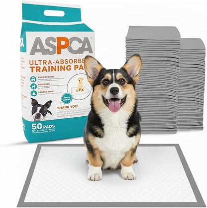 ASPCA - Scented Puppy Pads Extra Absorbent Dog Training Pads for Cats & Dogs Leak-Proof Layers Odor Control & Quick-Dry Non-Slip & Tear-Resistant Travel Friendly Pack of 50 Size 22" x22'