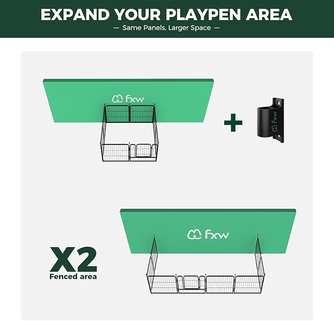 FXW Rollick Dog Playpen with Anchor Kit (Pack of 4) – 24 Inch 16-Panel Dog Pen for Small & Medium Dogs, Stable & Safe Indoor/Outdoor Play│Patented