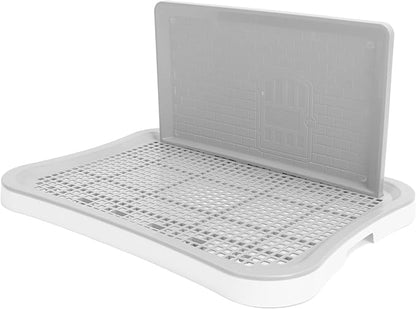 Puppy Potty Training Tray,Portable Puppy Mesh Training Potty Dog Training Toilet with Wall Column Removable Pee Pad Tray for Large Small Medium Pets (White)