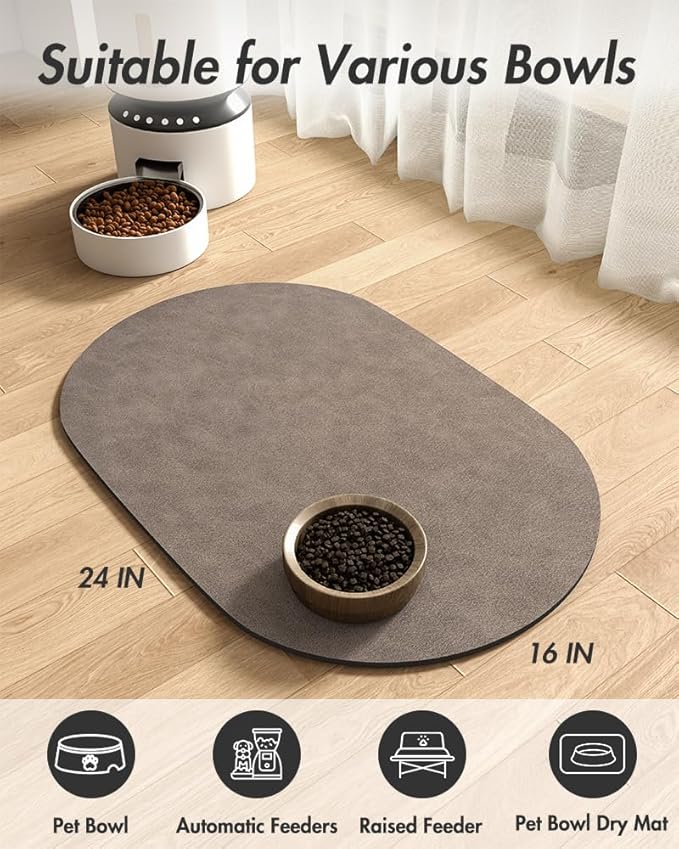 Absorbent Dog Water Mat-Cat Mat for Food and Water Bowl, Quick Dry Pet Feeding Mat, No Stains Cat Food mat, Dog Accessories Pet Supplies-Dog Bowl Mat for Messy Drinkers