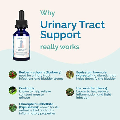 PranaPets Urinary Tract Support Liquid Supplement for Pets | Dog & Cat Urinary Supplement | Natural Bladder Support for Dogs & Cats