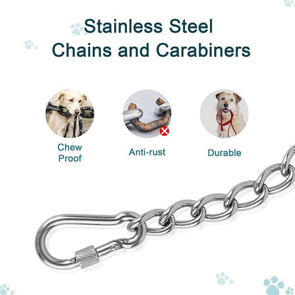 Dog Collar Safety Clip, Chew Proof Prong Collar Double Ended Backup Clasp Stainless Steel, Heavy Duty Dog Chain Leash Connector for Harness, Pinch, Gentle Lead with Carabiner, 6in