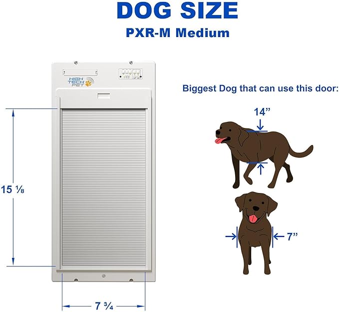 Power Pet Automatic ROLL UP Door by High Tech Pet Brand - Motorized Panel Rolls Up - Pet Operated - Remote App Control - 24/7 Exit & Entry Timers (Medium, Patio Regular - 75-80¼)