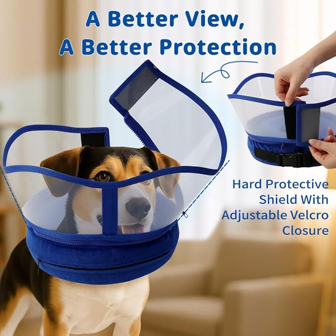 Soft Dog Cone Collar, Inflatable Cones Alternative After Surgery with Anti-Lick Shield, for Large/Medium/Small Dogs to Stop Licking, Elizabethan Neck Ecollars of Shame, Comfy E Pillow Recovery
