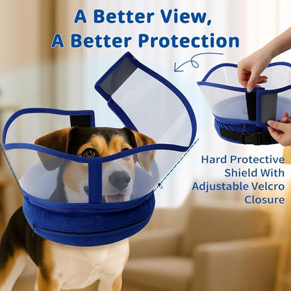 Soft Dog Cone Collar, Inflatable Cones Alternative After Surgery with Anti-Lick Shield, for Large/Medium/Small Dogs to Stop Licking, Elizabethan Neck Ecollars of Shame, Comfy E Pillow Recovery