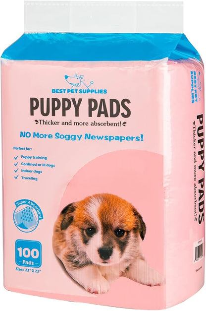 Best Pet Supplies Puppy Pads (22.5 x 22 Inches) - Disposable, Dog Training Potty , Super Absorbent Baby Pink Puppy Pee Pads for Dogs (100 Count)