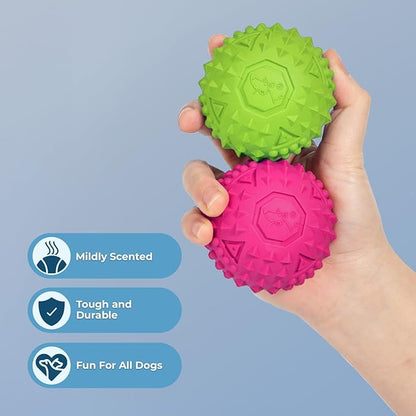 Best Pet Supplies Squeaky Dog Toys with Soft Durable Fabric for Small, Medium and Large Pets Interactive Toy for Indoor Play, Supports Active Biting and Play - Fuchsia, Green (M:2.5")