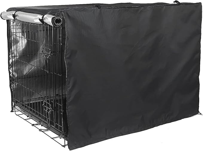 Dog Crate Cover 42 inch - Double Door, Dog Kennel Indoor, Waterproof Dog Kennel Cover with Air Vent Window, for Indoor/Outdoor Most Wire Dog Crate(Black)