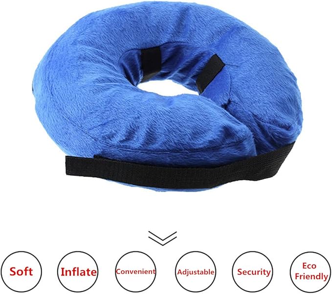 THAIN Soft Dog Recovery Protective Collar After Surgery-Cone Inflatable Collar for Dogs and Cats - Adjustable Washable Elizabethan Collar (L)