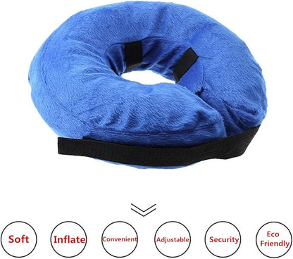 THAIN Soft Dog Recovery Protective Collar After Surgery-Cone Inflatable Collar for Dogs and Cats - Adjustable Washable Elizabethan Collar (L)