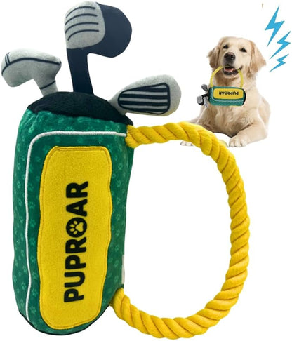 PUPROAR Golf Dog Toy, Funny Dog Birthday Gift with Rope, Cute Squeaky Puppy Toy