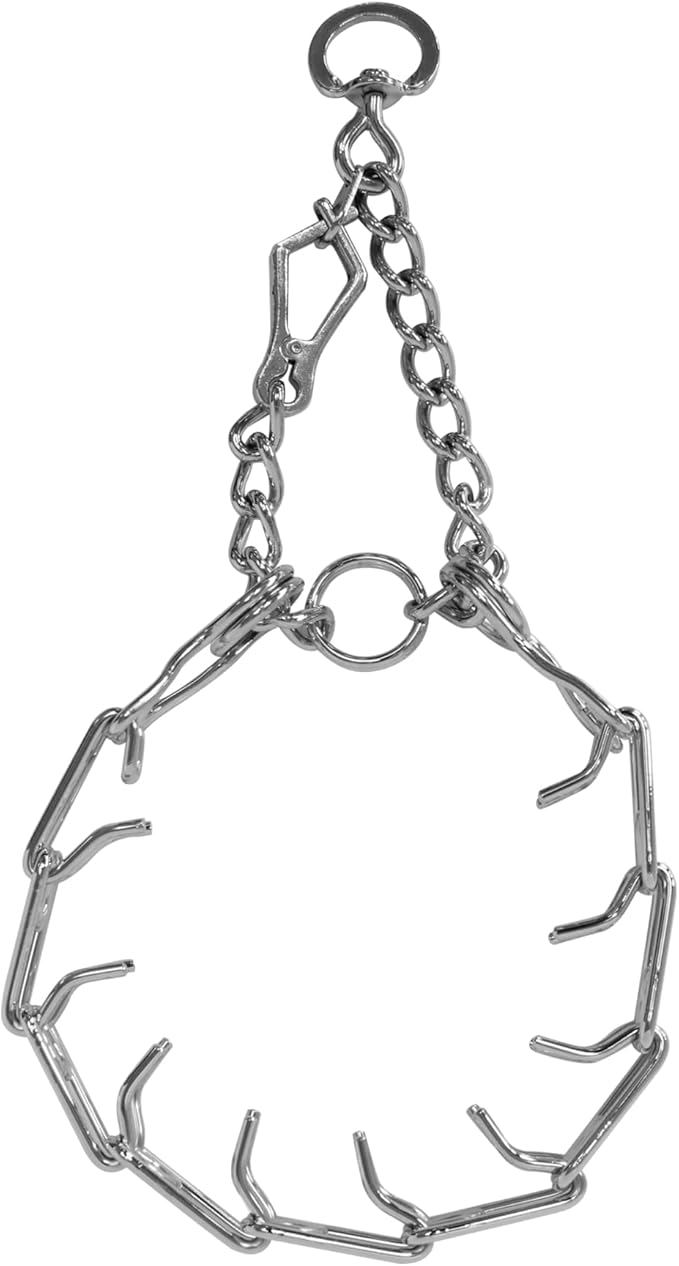 Downtown Pet Supply Chrome Plated Prong Collar for Dogs, Small - Adjustable, No-Choke and No Pull Dog Collar with Removable Links - Pinch Collar for Dogs Under 20 lbs and 14" Neck Width