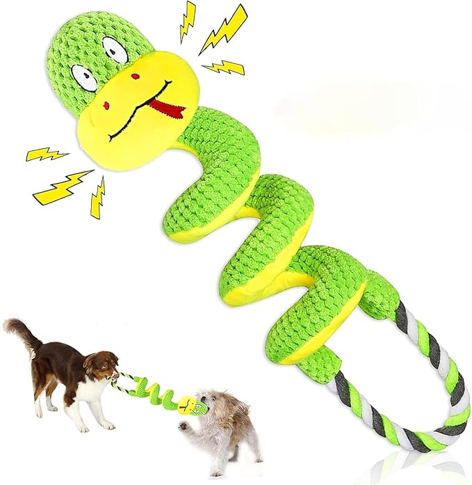 Squeaky Dog Toys, Chew-Resistant Dog Rope Toy with Squeaker & Crinkle Paper, Interactive Squeaky Tug of War Doggie Toy, Dog Toys for Small, Medium, and Large Dogs Daily Companionship