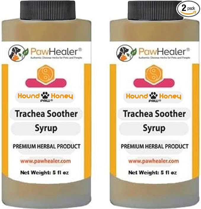 Trachea Soother Syrup 2PAK Hound Honey - Natural Herbal Remedy for Symptoms of Collapsed Trachea - Tastes Good - Easy to Administer (5 fl oz/ea)