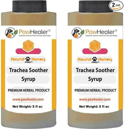 Trachea Soother Syrup 2PAK Hound Honey - Natural Herbal Remedy for Symptoms of Collapsed Trachea - Tastes Good - Easy to Administer (5 fl oz/ea)