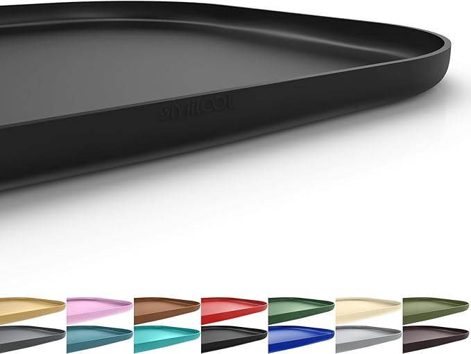 SMILOOL Silicone Pet Feeding Mat with Raised Edge for Food and Water, Dog Bowl Mats, Cat Bowls Placemat with High Lip for Floor Waterproof, Rubber Tray for Cats and Dogs 24 x 16 x0.8 Black