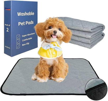Washable Pee Pads for Dogs,Waterproof Dog Training Pads,Playpen Mat,Non-Slip Potty Pads,Super Absorbent Whelping Pads,Puppy Pad with Rounded Corn,Potty Pads (18x24(2 Pack))