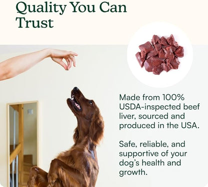 Reggie Freeze-Dried Beef Liver Treats Single Ingredient Dog Treats, High Protein Training Treats or Meal Topper for All Dogs, USDA-Inspected Beef Liver, Grain-Free, Gluten-Free, USA Made | 4OZ