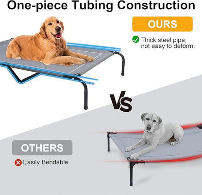 48'' Outdoor Elevated Dog Bed with Four Ice Pack, Raised Dogs Bed Medium Large Size Dogs, Breathable Cooling Dog Cot Beds with Six Support Feet, Outdoor Pet Hammock Beds, Outside Pet Beds(Large)