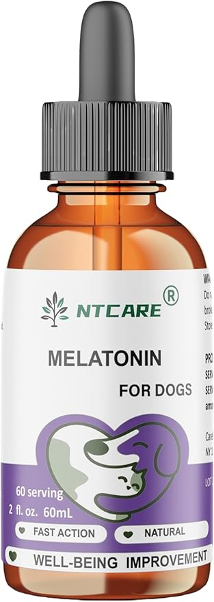 Melatonin for Dogs, Natural Well-Being Supplement, 2 fl. oz, 60 Servings
