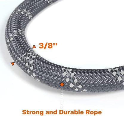 Taglory Rope Dog Leash 6 FT with Comfortable Padded Handle, Highly Reflective Threads Leash and Anti-Tangle Clip for Walking Small Dogs, 3/8 inch, Grey
