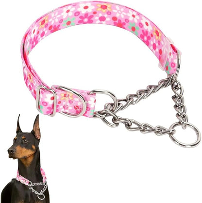 Martingale Collar for Dogs，Stainless Steel Chain Martingale Collar for Dogs, No Pull Slip Cinch Choker Choke Heavy Duty Dog Collars