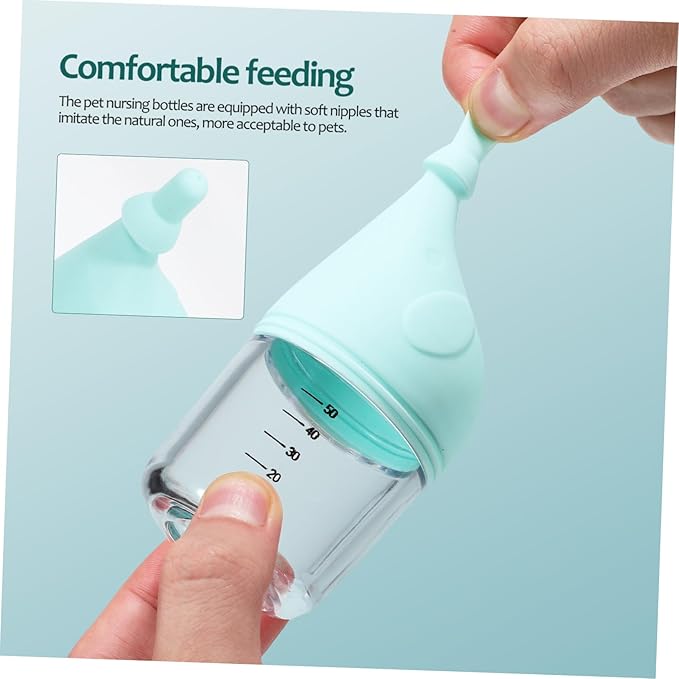 Mikikit 2pcs Pet Nursing Bottles for Newborn Kittens Puppies Safe Milk Feeders with Pressure Control Design for Pets
