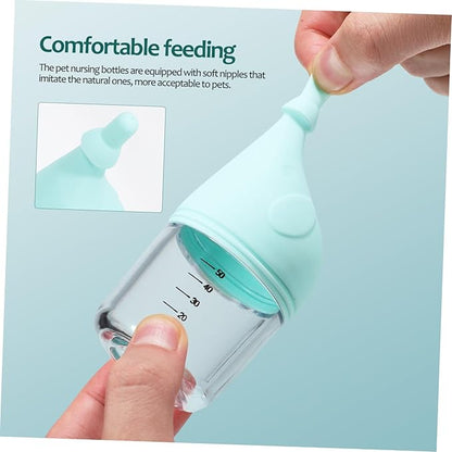 Mikikit 2pcs Pet Nursing Bottles for Newborn Kittens Puppies Safe Milk Feeders with Pressure Control Design for Pets