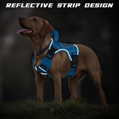 WINGOIN Blue Tactical Dog Harness for Small Dogs, Heavy Duty No Pull Harness with Handle, Adjustable Reflective Military K9 Pet Vest for French Bulldog, Pug, Walking, Training, Hunting (S)