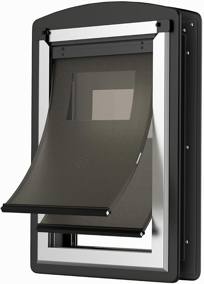 Doggie Door for Door. Doggy Door with Steel Frame and Double Flaps, Energy Efficient Pet Door(Pets Up to 40LB)-Medium.