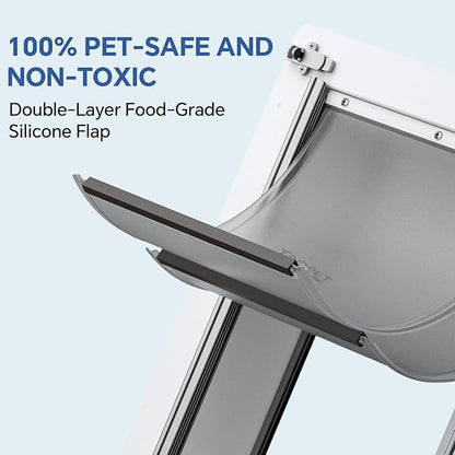 Pet Door for Wall - Steel Frame, Telescoping Tunnel & Double Silicone Flaps Dog Door, Cat Doors with Secure Lock (Cat Up to 10 lbs) - Small
