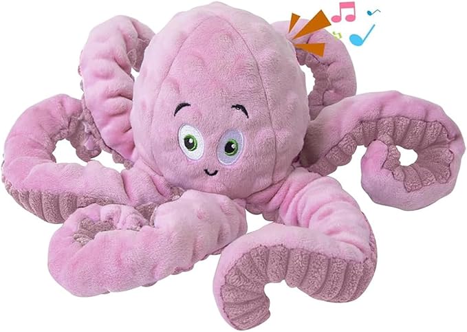 BUYPOW Dog Squeaky Toys Octopus - Tough Plush Large Medium & Small Dog Toys - Stuffed Animals Puppy Toys (Octopus Pink)
