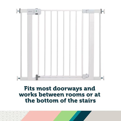 Safety 1st Easy Install Baby Gate for Doorways, Auto-Close Pressure-Mounted Magnetic Latch, Indoor Dog Gates, No Drilling, Fits 29"-38", Grey