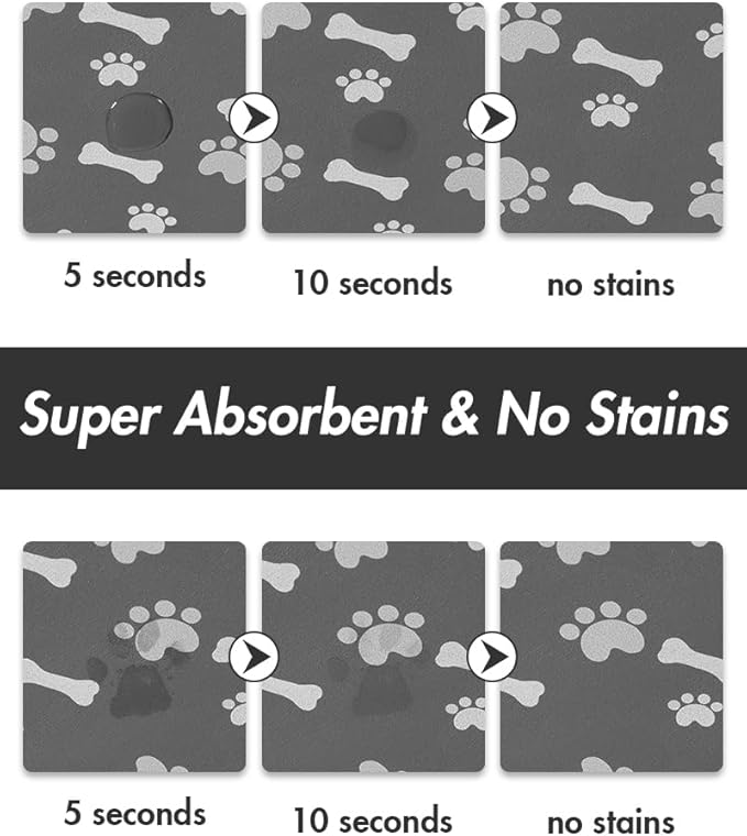 MontVoo Dog Food Mat-Pet Feeding Mat for Food and Water-No Stains Quick Dry Dispenser Cat Bowl Mat for Messy Drinkers(16"X24" Dark Grey)