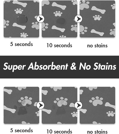 MontVoo Dog Food Mat-Pet Feeding Mat for Food and Water-No Stains Quick Dry Dispenser Cat Bowl Mat for Messy Drinkers(17"x28", Dark Grey)