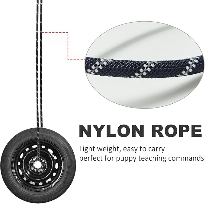 20FT Long Slip Lead Dog Leash, 12ft 30ft 50ft Reflective Rope Training Leash Anti-Choking for Medium Dogs Small Puppy Pets (Black)