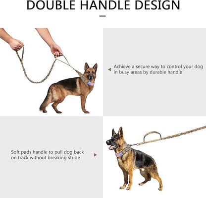 DAGANXI Tactical Dog Collar, Adjustable Military Training Nylon Dog Collar with Control Handle and Heavy Metal Buckle for Medium and Large Dogs, with Patches and Airtags Case (S, Brown-Set)