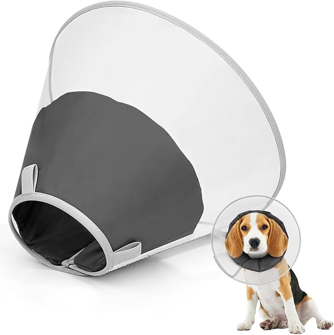 Dog Cone Collar for Recovery: Soft Elizabethan Collar Alternative to Stop Licking, Adjustable Pet Cone for Large, Medium, Small Dogs, for Surgery, Spay, Injury, Skin Treatment (L)