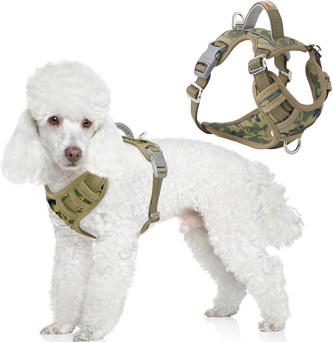 BARKBAY Dog Harness No Pull with ID Tag Pocket - Heavy Duty, Reflective, Easy Control for Large Dogs(Camo,XS)