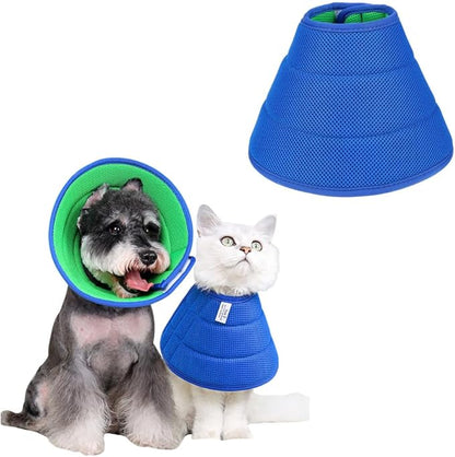 Soft Dog Cone Collar Alternative, Adjustable E-Collar for Surgery Recovery & Wound Protection. Comfy Elizabethan Cone for All Pets. (Blue, XXS (Fit Under 3.3 lbDog & 4.4 lb Cat))