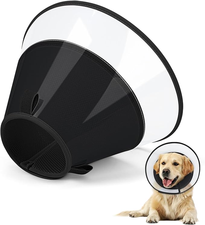 Dog Cone Collar with Soft Padding to Stop Licking, Elizabeth Recovery Collar After Surgery for Large Medium Small Dogs, Comfortable Pet Head Cone Alternative for Neutering Spay Injury (M)