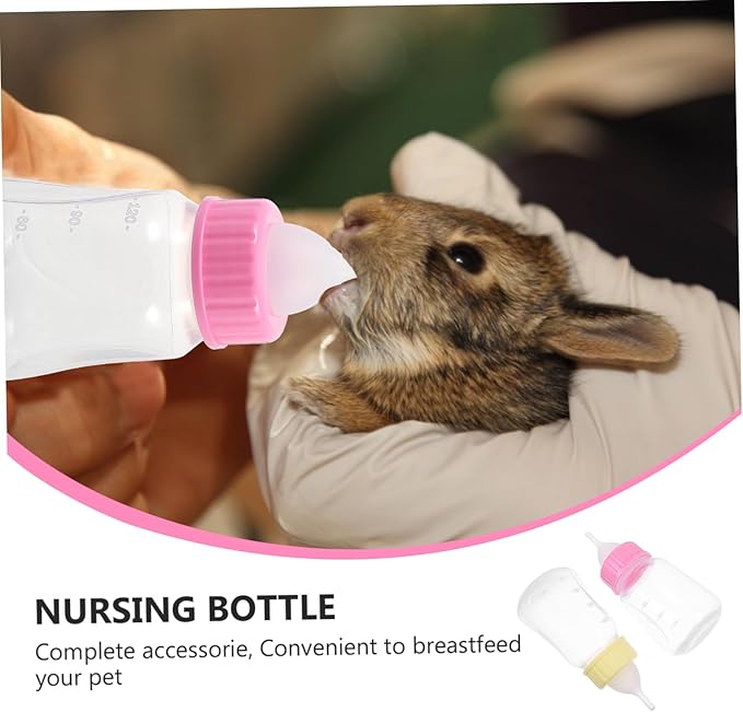 VANZACK 2pcs Dog Rabbit Cat Feeder Small Pet Nursing Bottles Scale Design for Kitten Replacement Milk