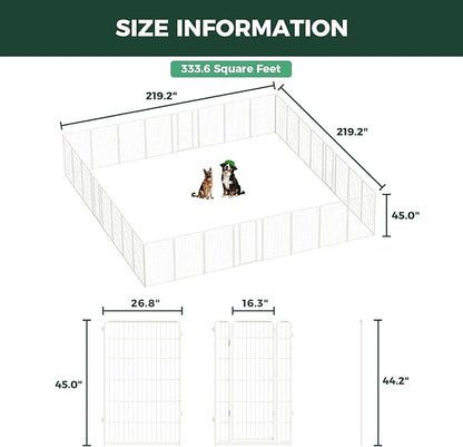 FXW Homeplus Unleashed Indoor Dog Playpen - Stress-Free and Safe Play, Heavy Duty 45 Inch 32 Panels Dog Pen for Large Dogs, White│Patented