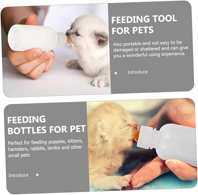 3pcs PET Nursing Bottles for Newborn Puppies and Kittens Silicone Feeding Bottles Luer Lock Cat and Dog Milk Kit for PET Supplies