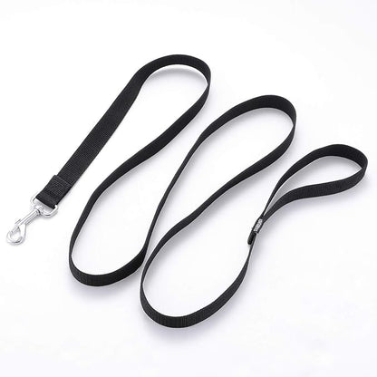 Strong Durable Nylon 10ft Long Dog Training Leash, Traction Rope, 1 Inch Wide, for Small and Medium Dog (Black, 10 Feet)