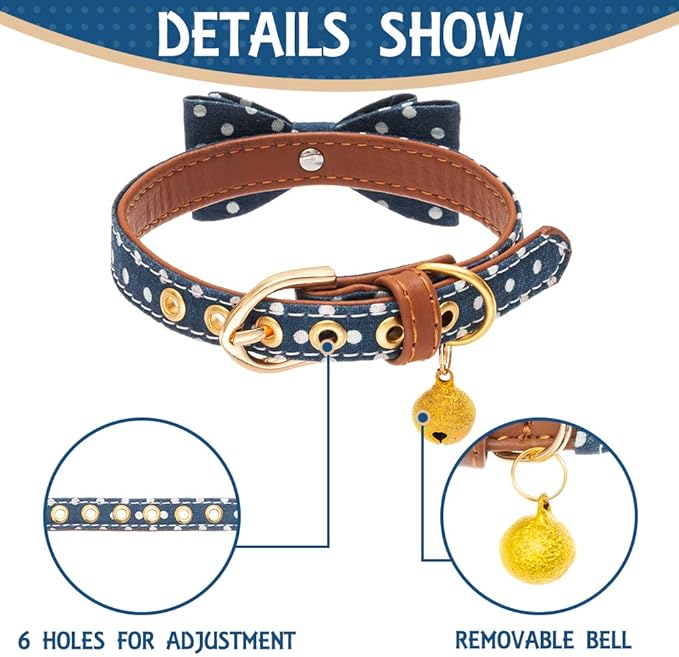 EXPAWLORER Dog Collar and Leash Set - Classic Plaid Dog Bow Tie and Dog Bandana Collar with Bell, Dog Leash Tangle Free, Adjustable Collars for Small Medium Large Dogs Cats, Holiday Ideal Gift