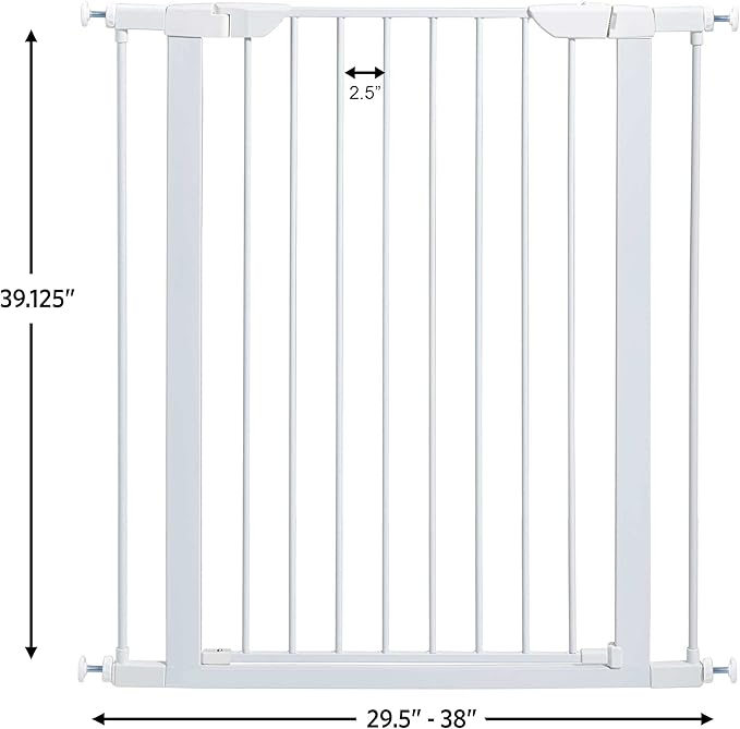 MidWest Homes for Pets 39-Inch High Walk-Thru Pressure Mounted Steel Dog Gate, Expands to 38 Inches Wide, Includes 3-inch Extensions, White