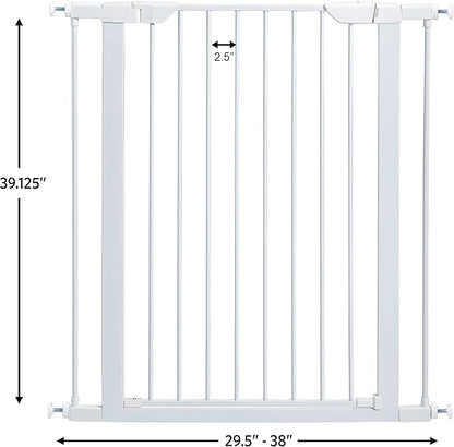 MidWest Homes for Pets 39-Inch High Walk-Thru Pressure Mounted Steel Dog Gate, Expands to 38 Inches Wide, Includes 3-inch Extensions, White