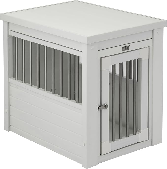 New Age Pet ECOFLEX InnPlace Dog Crate & End Table, Indoor Furniture Style Pet Kennel for Small, Medium, Large & XL Dogs, Durable Composite, Antique White, Small